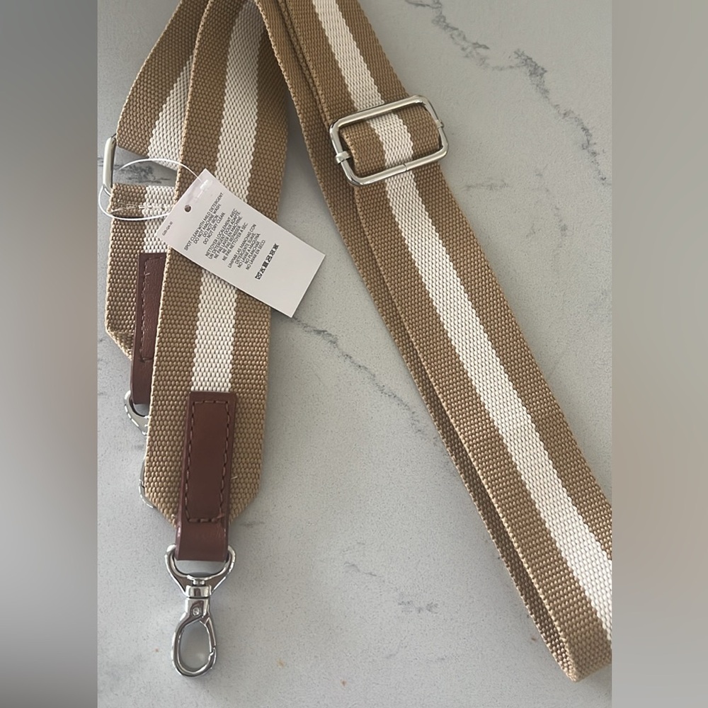 NWT Lands End Striped Tan and White Crossbody bag Strap